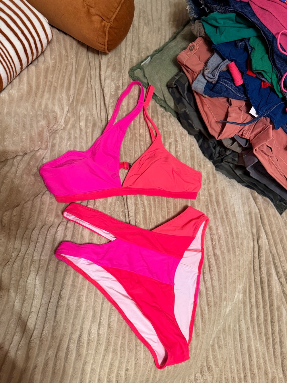 Colorblock Pink & Hot Pink Bikini Set- never worn